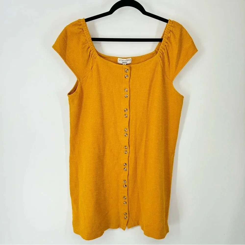Madewell Mustard Yellow Boucle Button Down Bohemian Mini Dress